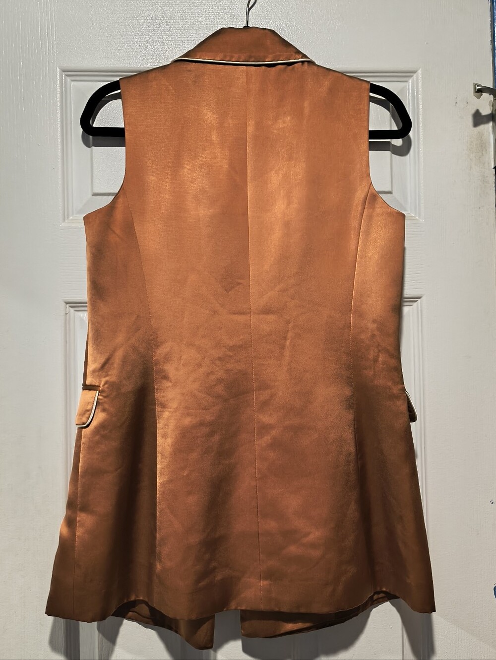 Jason Wu Rust Copper Satin Double Breasted Sleeveless Blazer Vest Small As-Is - Picture 10 of 14
